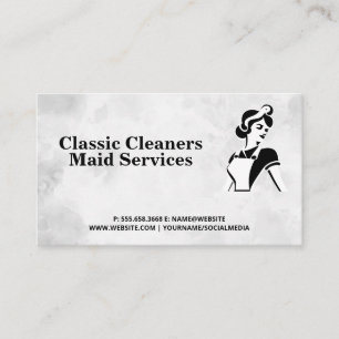 Classic Maid Black White Hemtjänster för Städnin Visitkort