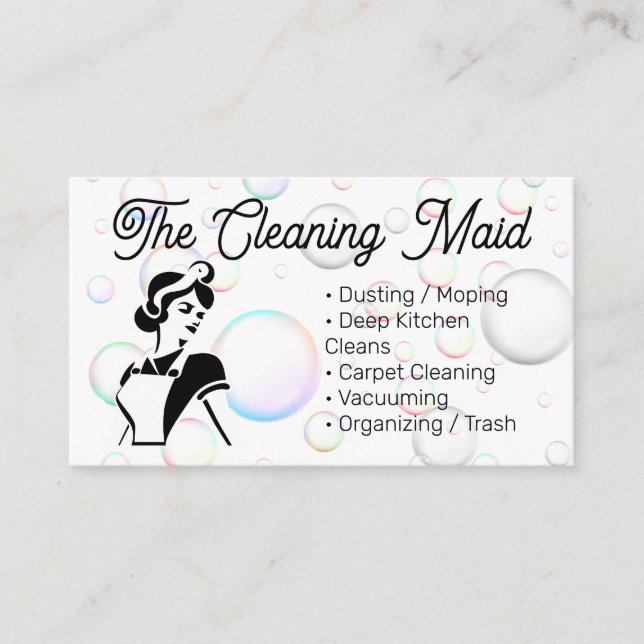Classic Maid Stil | House Cleaner Visitkort (Framsida)