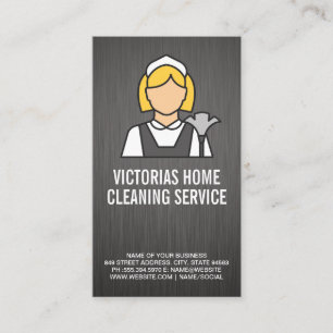 Classic Maid Stil Logotyp Metallisk bakgrund Visitkort