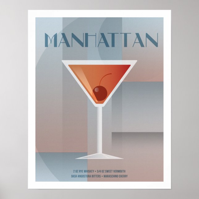 Classic Manhattan Cocktail Poster (Framsidan)