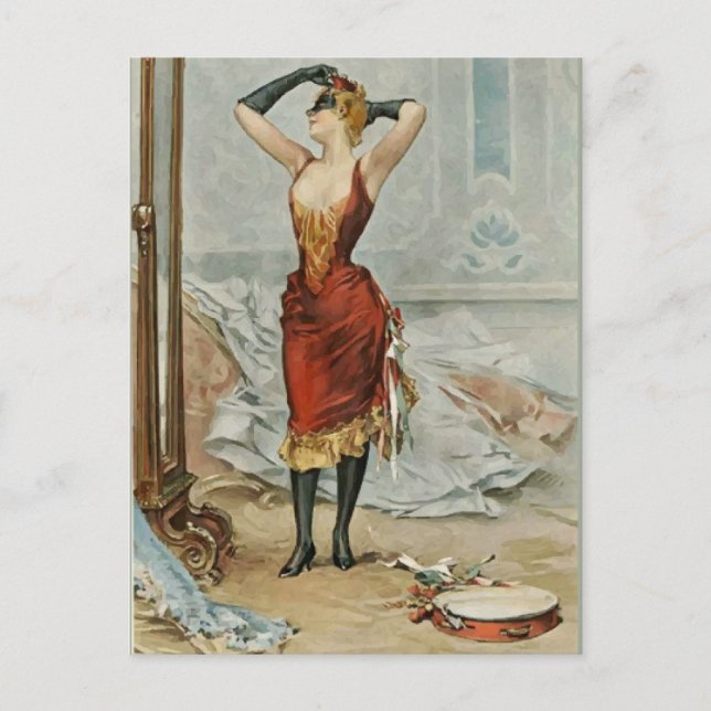 Classic Mardi Gras Woman Vykort (Framsida)