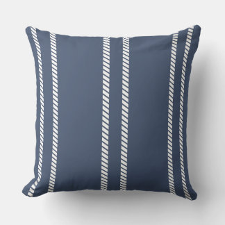Classic Marine Blue with Stripes Throw Pillow Kudde