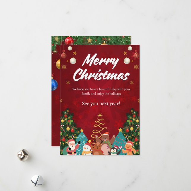 Classic Merry Christmas Card Julkort (Fram/Back In Situ)
