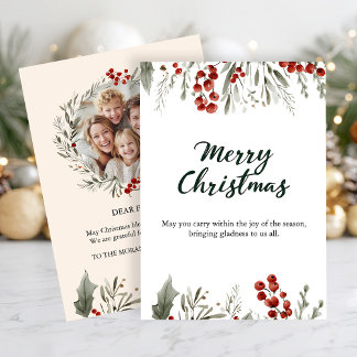 Classic Merry Christmas Card with Warm Winter Wish Inbjudningar