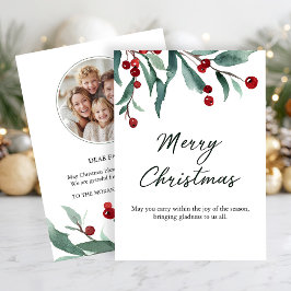 Classic Merry Christmas Card with Warm Winter Wish Inbjudningar