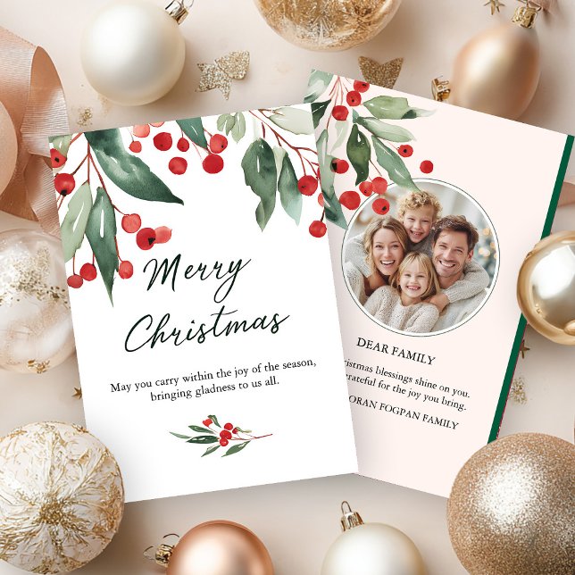 Classic Merry Christmas Card with Warm Winter Wish Inbjudningar (Skapare uppladdad)