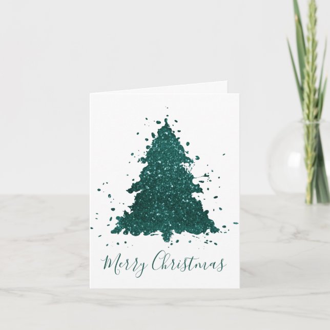 Classic Merry Christmas | Gorgeous Bold Green Tree Helgkort (Framsida)