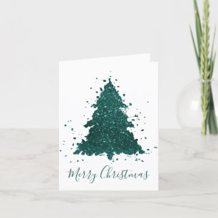 Classic Merry Christmas Gorgeous Bold Green Tree Helgkort