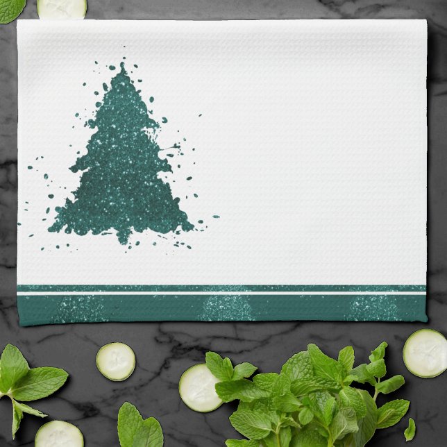 Classic Merry Christmas | Gorgeous Bold Green Tree Kökshandduk (Skapare uppladdad)