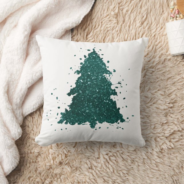 Classic Merry Christmas | Gorgeous Bold Green Tree Kudde (Filt)