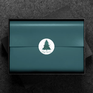 Classic Merry Christmas Gorgeous Bold Green Tree Runt Klistermärke