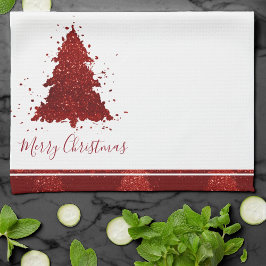 Classic Merry Christmas | Rich Festive Crimson Red Kökshandduk