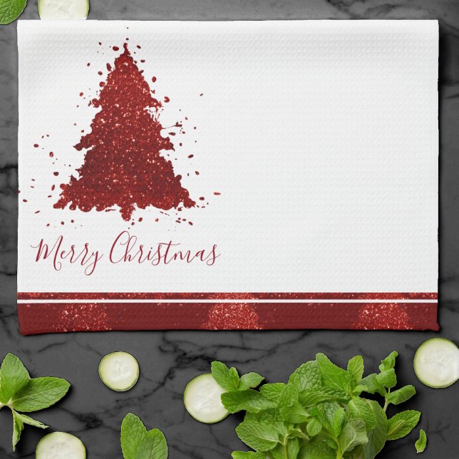 Classic Merry Christmas | Rich Festive Crimson Red Kökshandduk (Skapare uppladdad)