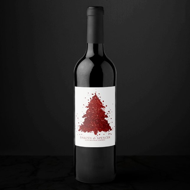 Classic Merry Christmas | Rich Festive Crimson Red Vinflaska Etikett (Skapare uppladdad)
