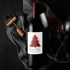 Classic Merry Christmas | Rich Festive Crimson Red Vinflaska Etikett