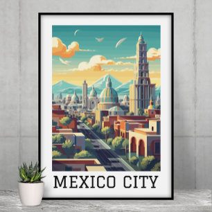 Classic Mexico City CDMX Retro Vintage resor Poster