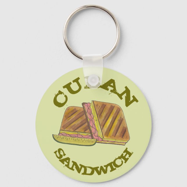 Classic Miami Cuban Sandwich Ham Gris Swiss Cheese Nyckelring (Framsida)