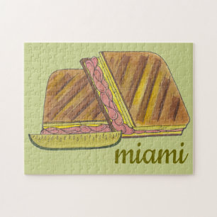 Classic Miami Cuban Sandwich Ham Gris Swiss Cheese Pussel