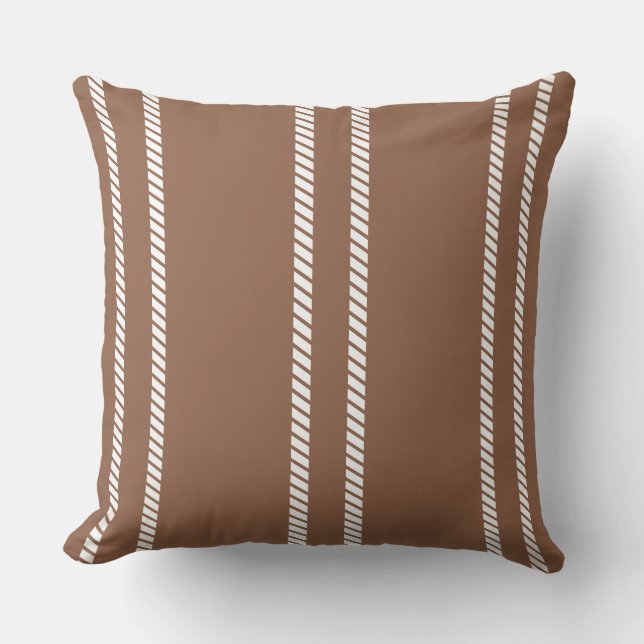 Classic Mid-tone Brown with Stripes Throw Pillow Kudde (Framsida)