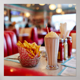 Classic Middag Food - Milkshake & Fries Bord Poster