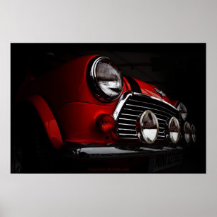 Classic Mini med rally ljus Poster