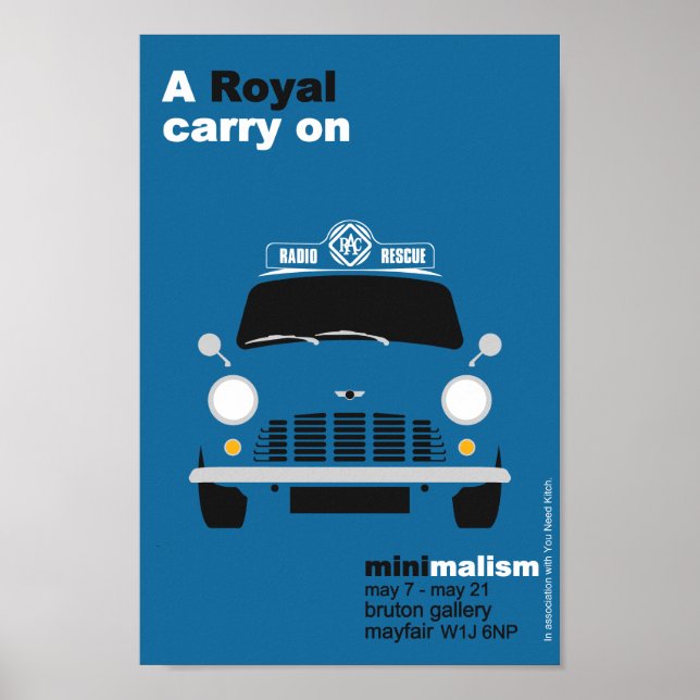 Classic Mini RAC patrol van minimalist art Poster (Framsidan)