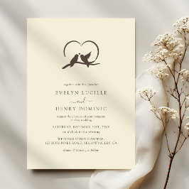 Classic Minimal Lovely birds Romantic Wedding Inbjudningar