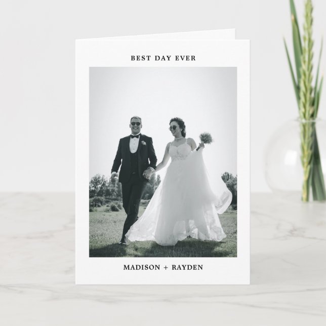 Classic Minimal Photo Wedding Folded Tack Kort (Framsida)