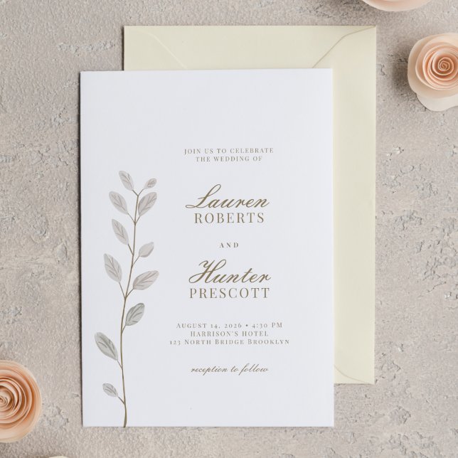 Classic Minimal Soft Ivory Floral Wedding Inbjudningar (Skapare uppladdad)