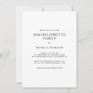 Classic Minimalist Bachelorette Party-inbjudan Inbjudningar