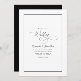 Classic Minimalist Black & White Wedding QR Code Inbjudningar