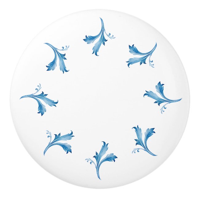 Classic Minimalist Blue Tile Leaf Ornaments Knopp (Framsidan)