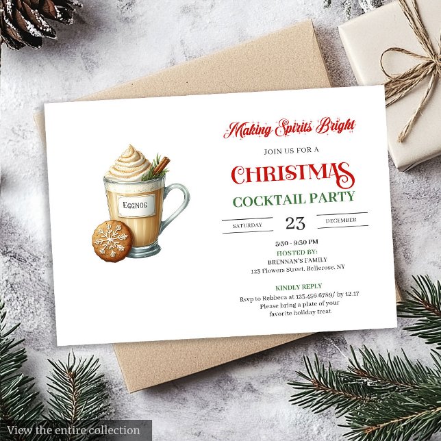 Classic minimalist christmas cocktails party  inbjudningar (Classic minimalist christmas cocktails party invitation

)
