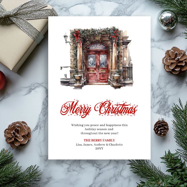Classic Minimalist Christmas Scene Greeting Julkort (Classic Minimalist Christmas Scene Greeting)