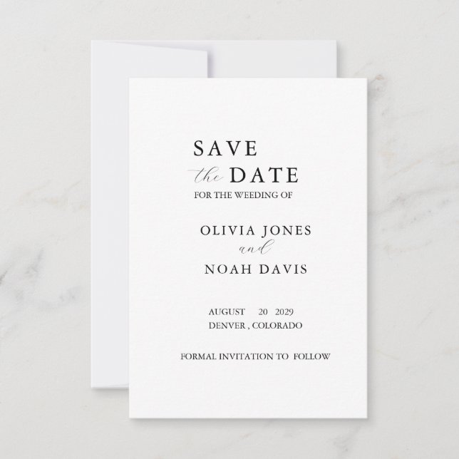 CLASSIC MINIMALIST ELEGANT SAVE THE DATE SPARA DATUMET (Framsida)