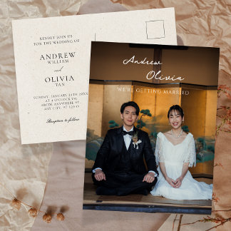 Classic Minimalist traditional photo wedding Vykort