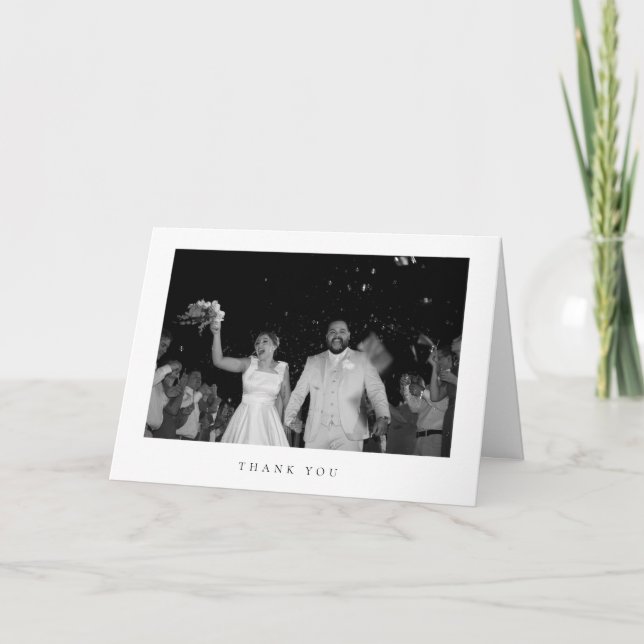 Classic Minimalist Wedding Photo Folded  Tack Kort (Framsida)