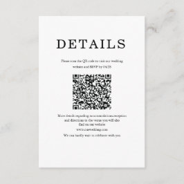 Classic Minimalist White & black Enclosure Card Tilläggskort