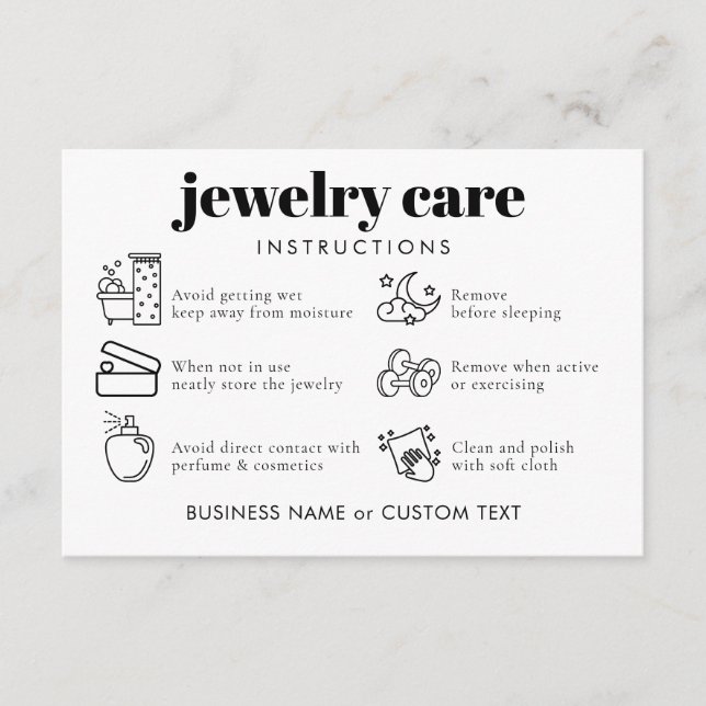 Classic Minimum Jewelry Care Tack Business Tilläggskort (Framsida)