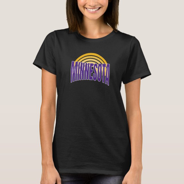 Classic Minnesota Lila & Gult Minnesota Retro T Shirt (Framsida)