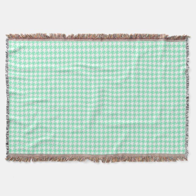 Classic Mint White Pepita Houndstooth Mönster Filt (Framsidan)