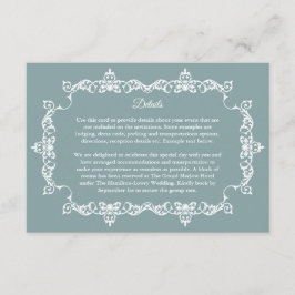 Classic Misty Sage Blue Ornately Framed Wedding Tilläggskort