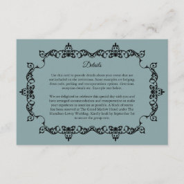 Classic Misty Sage Blue Ornately Framed Wedding Tilläggskort