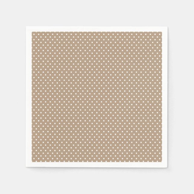 Classic Mocha Brown och White Polka Dot Napkins Pappersservett (Framsidan)