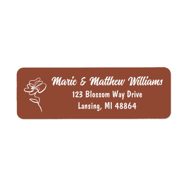 Classic & Modern Burnt Orange Wedding Address Returadress Etikett (Framsidan)