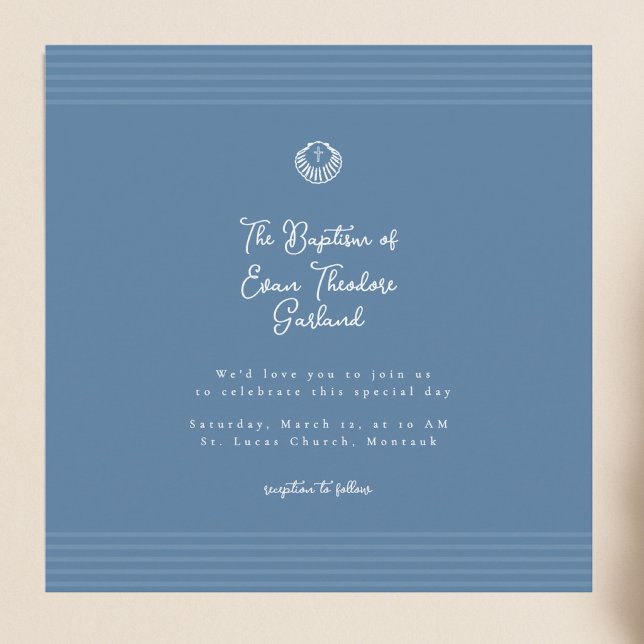 Classic modern deep blue baptism Invitation Inbjudningar (Skapare uppladdad)