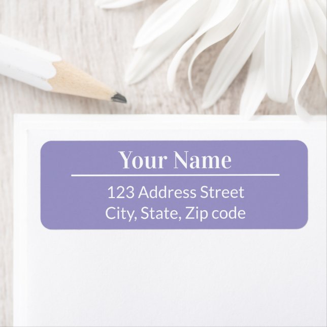 Classic Modern Minimal Light Purple Name Address Returadress Etikett (Insitu)