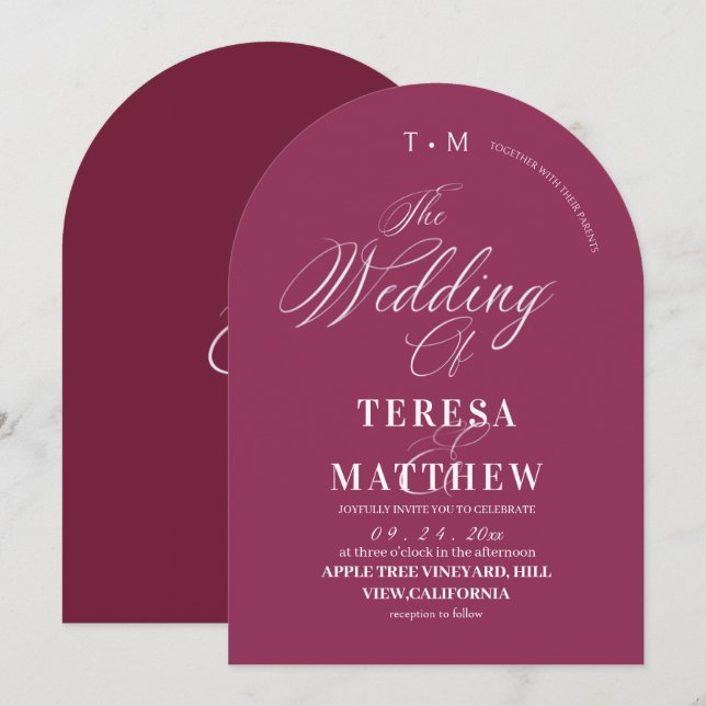 Classic Modern Minimal Pink Wedding  Inbjudningar (Fram/baksida)