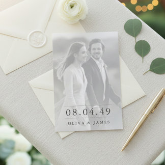 Classic Modern Script Photo Wedding Invitation Inbjudningar