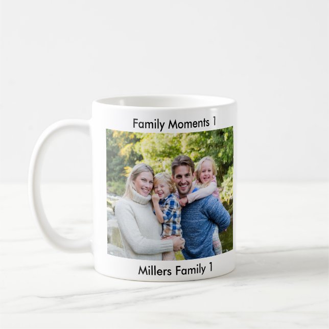 Classic Modern Two Photo Minimalist Family Keepsak Kaffemugg (Vänster)